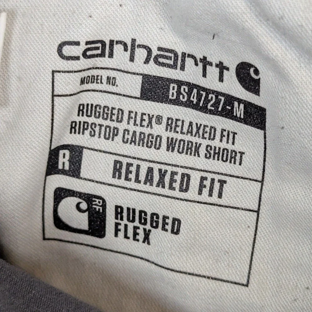 Carhartt Rugged Flex Relaxed Fit Ripstop Cargo Work Short Gray Mens 36 BS4727-M